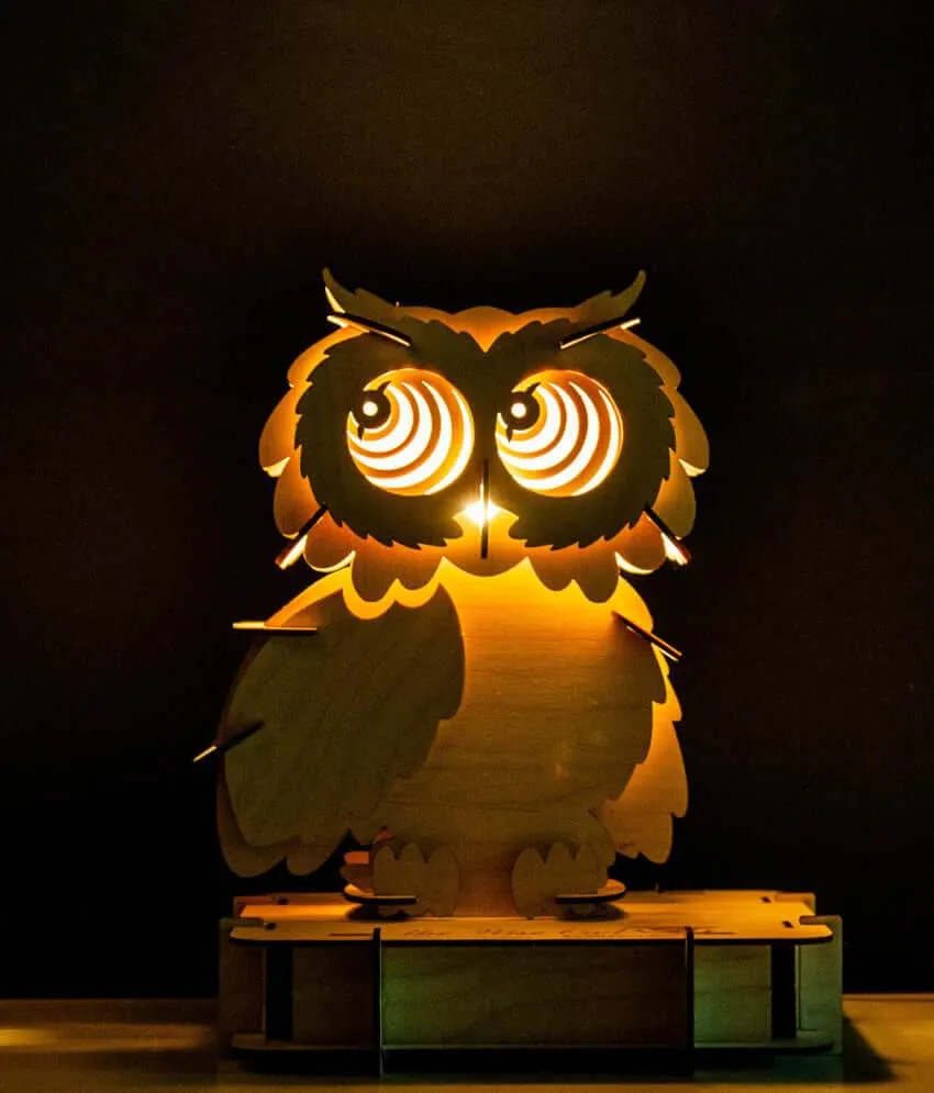 owl7 Owl wooden lamp